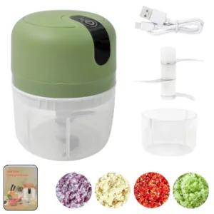 Wireless USB Rechargeable Mini Electric Garlic Chopper – 3 Blades, 250ML Capacity