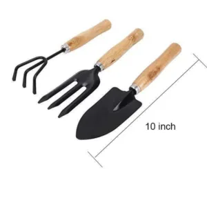 Gardening Tools Set - Hand Cultivator, Small Trowel & Garden Fork (3-Piece Kit)