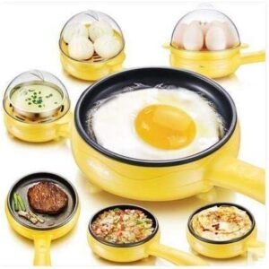 Multi-Functional Electric 2-in-1 Egg Frying Pan & Boiler with Measuring Cup & Handle