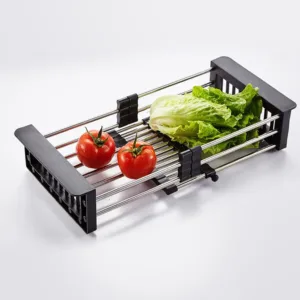 Adjustable Stainless Steel Kitchen Over Sink Rack – Dish Drying & Drain Basket