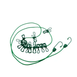 Elastic Cloth Drying Rope with 12 Metal Clips – Portable Clothes Line for Home & Travel
