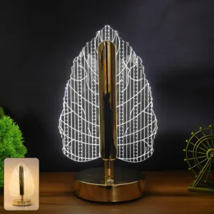 Elegant LED Table Lamp with Leaf Design Shade – Modern Decorative Ambient Light 🪔✨